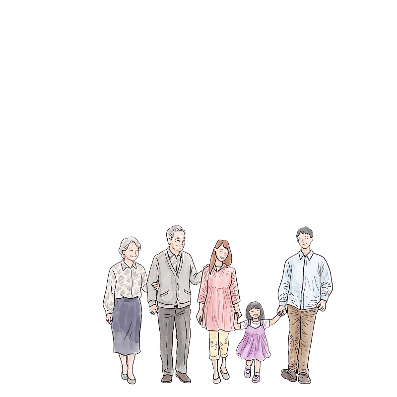 5人家族のイラスト